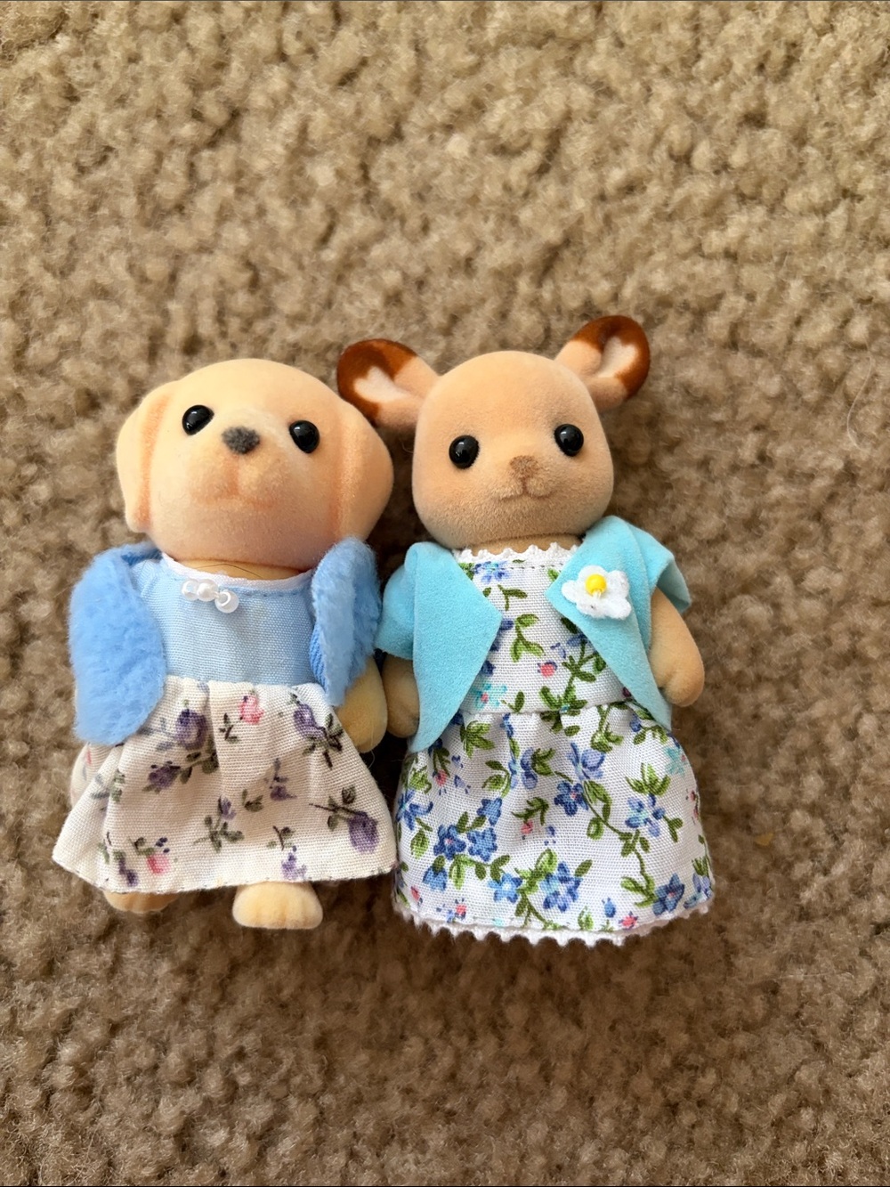 Floral Dress Outfit Set for Small Pet Plush - Light Blue